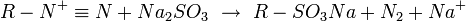 R-N^+ \equiv N + Na_2SO_3 \ \rightarrow \ R-SO_3Na + N_2 + Na^+