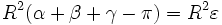 R^2( \alpha+\beta+\gamma-\pi)=R^2\varepsilon