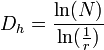 D_h = \frac{\ln(N)}{\ln(\frac{1}{r})}