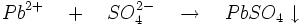 Pb^{2+}\quad +\quad SO_{4}^{2-}\quad \to \quad PbSO_{4}\downarrow