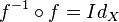  f^{-1} \circ f = Id_{X}