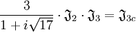\frac 3{1 + i\sqrt {17}} \cdot \mathfrak J_{2}\cdot\mathfrak J_{3} = \mathfrak J_{3c}