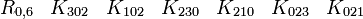 \begin{matrix} R_{0,6} &K_{302} &K_{102} &K_{230} &K_{210} &K_{023} &K_{021} \end{matrix} 