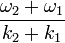 \frac{\omega_2 + \omega_1}{k_2 + k_1}