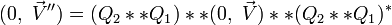 (0,\ \vec V'') = (Q_2 ** Q_1) ** (0,\ \vec V) ** (Q_2 ** Q_1)^*