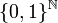 \{0,1\}^\N