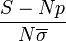 \frac{S-Np}{N\overline{\sigma}}