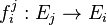 f_i^j : E_j\to E_i
