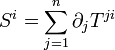 S^i=\sum_{j=1}^n\partial_j T^{ji}