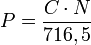 P = \frac{C \cdot N}{716,5} 