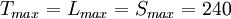 T_{max}=L_{max}=S_{max}=240\,