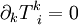 \partial_kT^k_{~i} = 0