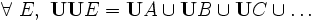 \forall\ E ,\ \mathbf{U} \mathbf{U} E = \mathbf{U} A \cup \mathbf{U} B \cup \mathbf{U} C \cup \dots \,