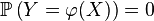 \mathbb{P}\left(Y=\varphi(X)\right)=0