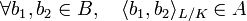 \forall b_1,b_2\in B,\quad\langle b_1,b_2\rangle_{L/K}\in A