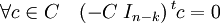 \forall c \in C \quad (-C\;I_{n-k})\,^tc=0