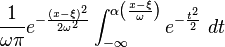 \frac{1}{\omega\pi} e^{-\frac{(x-\xi)^2}{2\omega^2}} \int_{-\infty}^{\alpha\left(\frac{x-\xi}{\omega}\right)}  e^{-\frac{t^2}{2}}\ dt