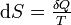 \mathrm dS = \tfrac{\delta Q}{T}~