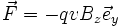 \vec{F} = - q v B_z \vec{e}_y