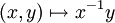 (x,y)\mapsto x^{-1}y\,