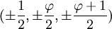 (\pm \frac{1}{2}, \pm \frac{\varphi}{2}, \pm \frac{\varphi + 1}{2})