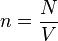 n ={ N \over V}