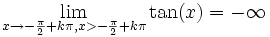 \lim_{x \to -\frac{\pi}{2} + k \pi, x  width=