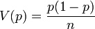 V(p) = \frac{p(1-p)}{n}