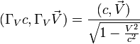 (\Gamma_V c, \Gamma_V\vec V )= \frac {(c,\vec V)}{\sqrt{1-\frac{V^2}{c^2}}}