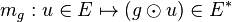 m_g : u \in E \mapsto (g \odot u) \in E^*