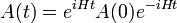 \, A(t) = e^{iHt} A(0) e^{-iHt} 