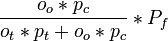 \frac{o_o*p_c}{o_t*p_t+o_o*p_c}*P_f