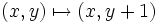 (x,y)\mapsto (x,y+1)\,