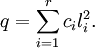q=\sum_{i=1}^r c_i l_i^2.