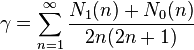 \gamma = \sum_{n=1}^\infty \frac{N_1(n) + N_0(n)}{2n(2n+1)}