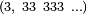 \scriptstyle (3,\ 33\ 333\ \ldots)