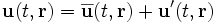 \bold{u}(t,\bold{r})= \overline \bold{u}(t,\bold{r})+\bold{u'}(t,\bold{r})