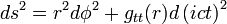 ds^2=r^2 d \phi ^2 + g_{tt}(r) d\left(ict\right)^2