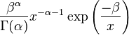 \frac{\beta^\alpha}{\Gamma(\alpha)} x^{-\alpha - 1} \exp \left(\frac{-\beta}{x}\right)