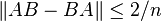 \|AB-BA\|\le 2/n