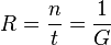 R={n \over t}={1\over G}