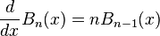  \frac{d}{dx} B_n(x) = nB_{n-1}(x)
