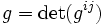 \ g = \det (g^{ij}) \qquad 