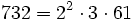 732=2^2 \cdot  3 \cdot  61