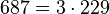 687=3 \cdot  229