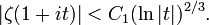 |\zeta(1+it)|< C_1 (\ln |t|)^{2/3}.\,