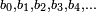 \scriptstyle b_0, b_1, b_2, b_3, b_4, \ldots 