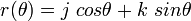 r(\theta) = j~ cos \theta + k~ sin \theta\,