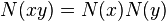 N(xy) = N(x)N(y)\,
