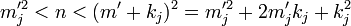 m_j^{\prime 2} < n < (m^{\prime} + k_j)^2 = m_j^{\prime 2} + 2m_j^{\prime}k_j + k_j^2\;